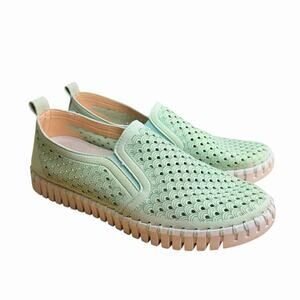 Ilse Jacobsen Tulip 3275 In Laurel Green Womens Slip-On Laser Cut Shoes 39 8.5